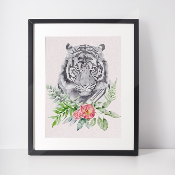 Wall Art Watercolor Tiger Poster Print Unframed - Picture 2 of 7